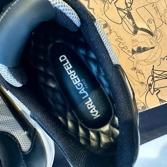 Karl Lagerfeld Men's Black and White Camo Print Sneakers Mens size 10.5 - Picture 9 of 10